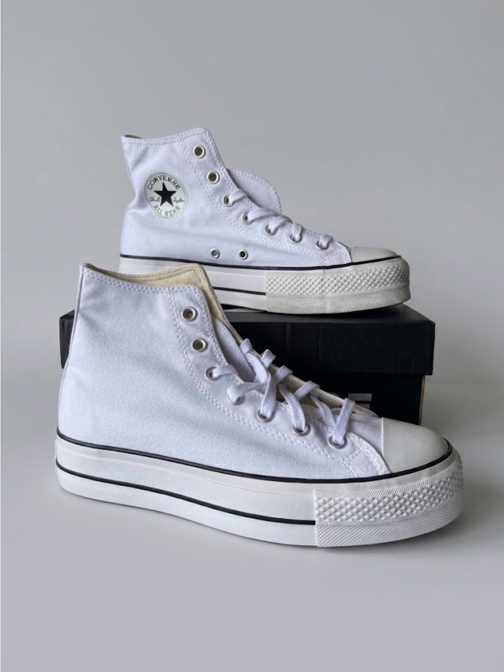 Converse White High Top Platform Sneakers
